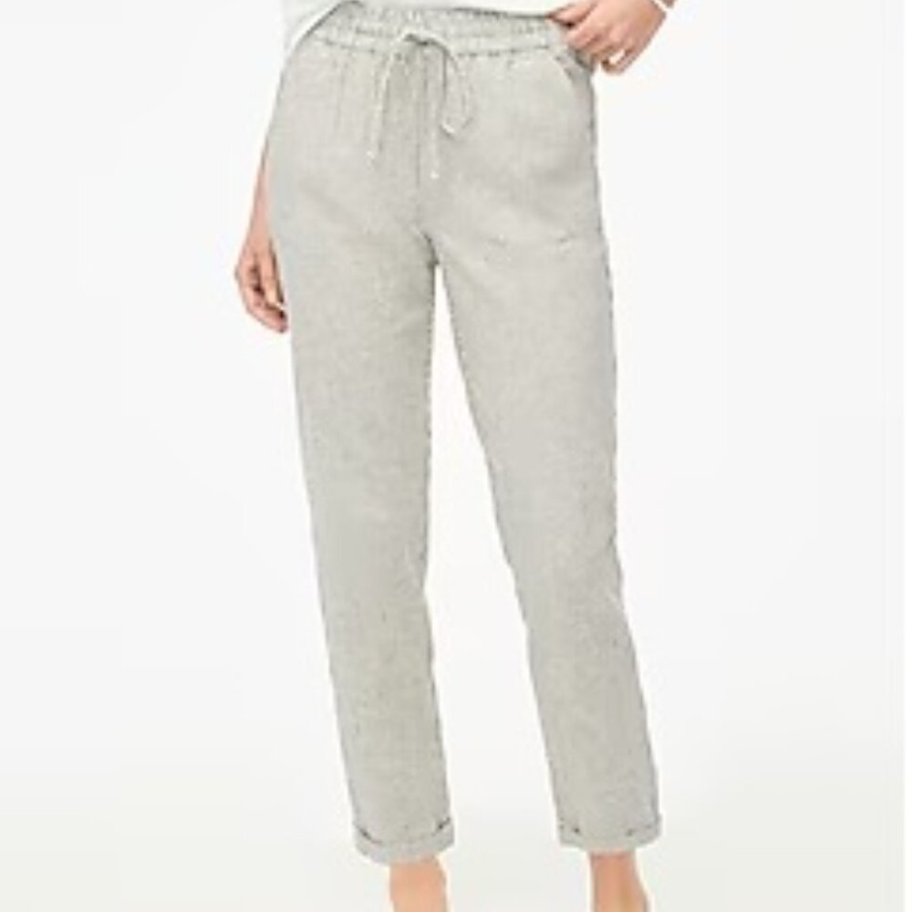 J. Crew Factory striped linen-cotton blend drawstring pant NWT size 4
